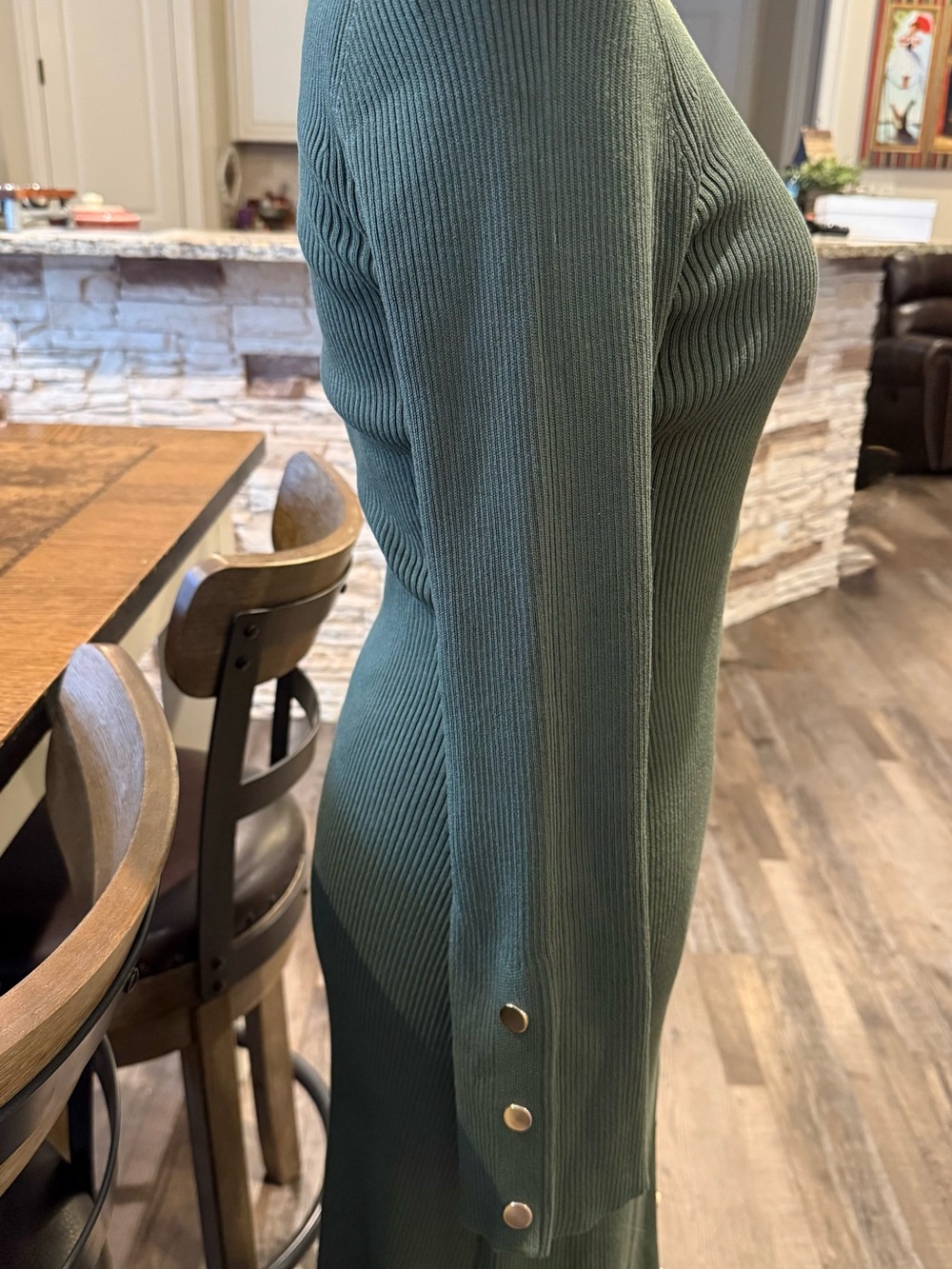 Julia Jordan Olive Green Collared Ribbed Maxi Sweater Dress - NWOT - Picture 4 of 7
